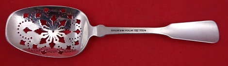 Tea Caddy Spoon rare hand pierced bowl design on back 6 1/8